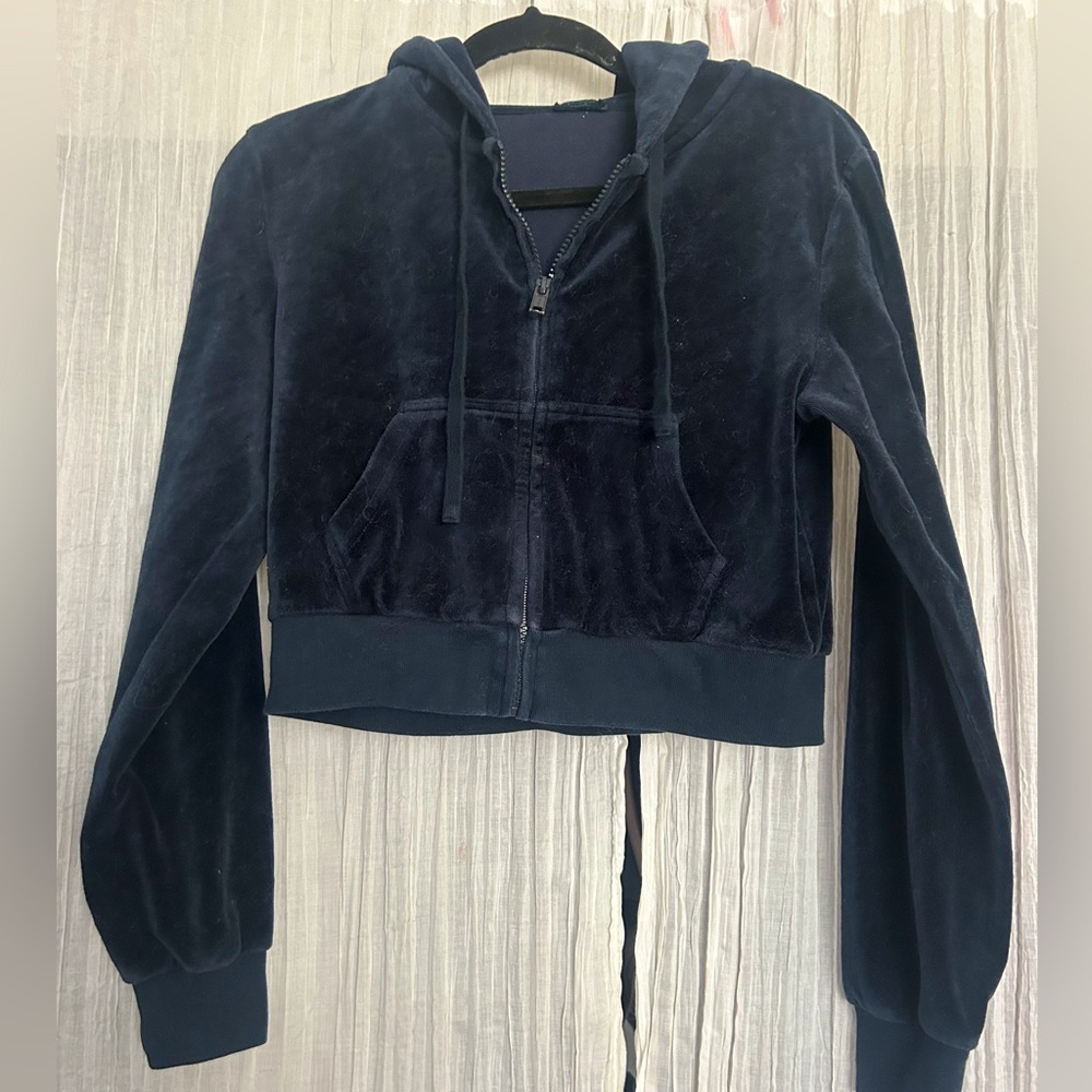 John Galt Brandy Meville: Velour Cropped Zip Up in Nazy